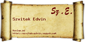 Szvitek Edvin névjegykártya